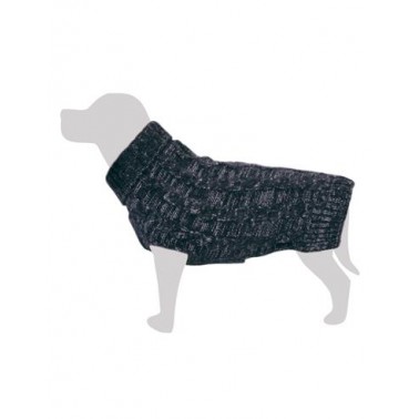 Jersey de punto trenzado negro grafito - M/30cm - Ropa para perros - Ayuda a protegerlos del frío - Accesorios
