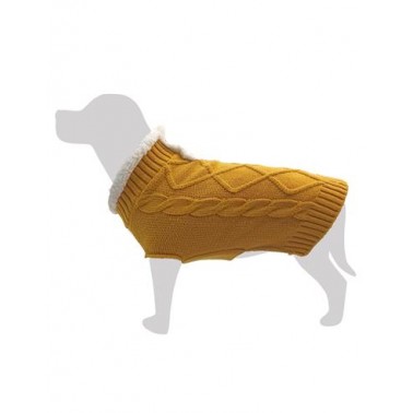 Jersey Naranja de Cuello Blanco para perros "Mulhacen" L - 35 cm - Protege del frío