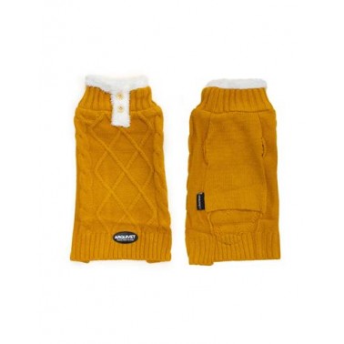 Jersey Naranja de Cuello Blanco para perros "Mulhacen" L - 35 cm - Protege del frío