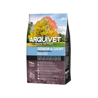 Arquivet - Senior & Light - Pienso para perros adultos - Pollo y arroz - 3 Kg