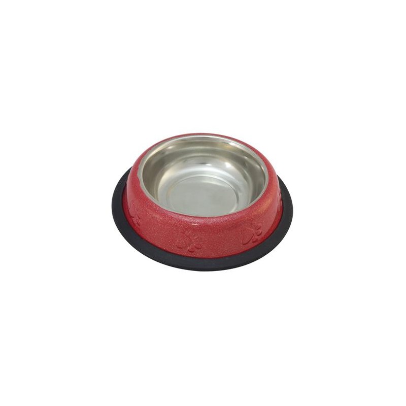 Comedero Inoxidable antideslizante rojo - 240 ml / 16 cm