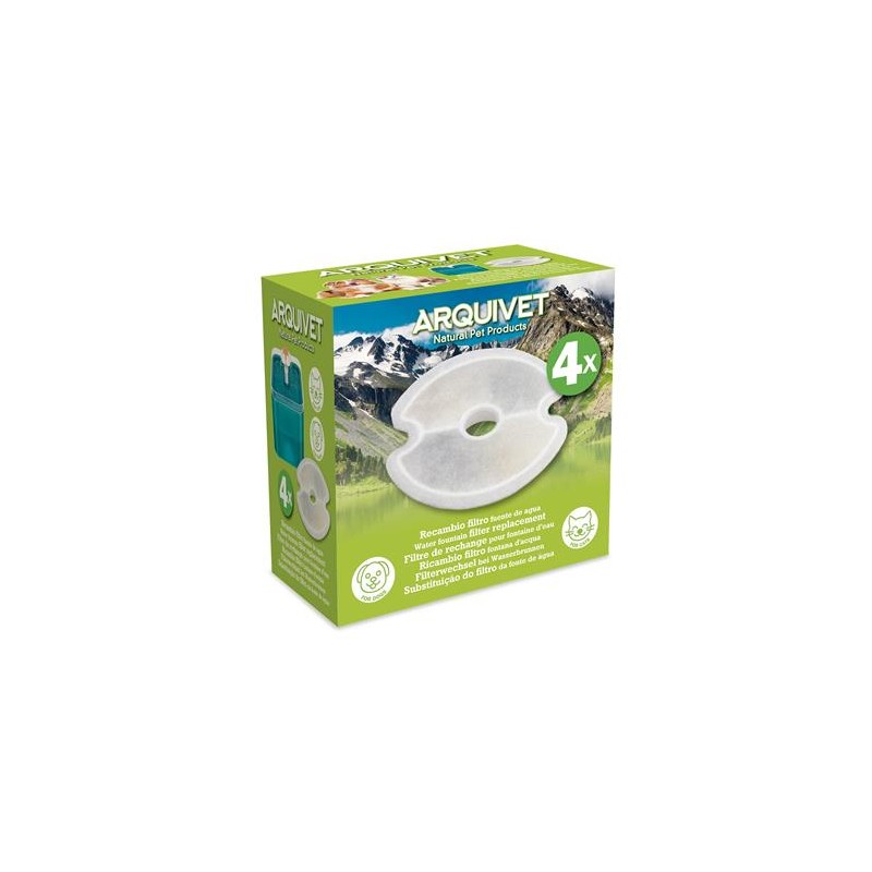Recambio filtro fuente de agua para gatos y perros - 4 unidades