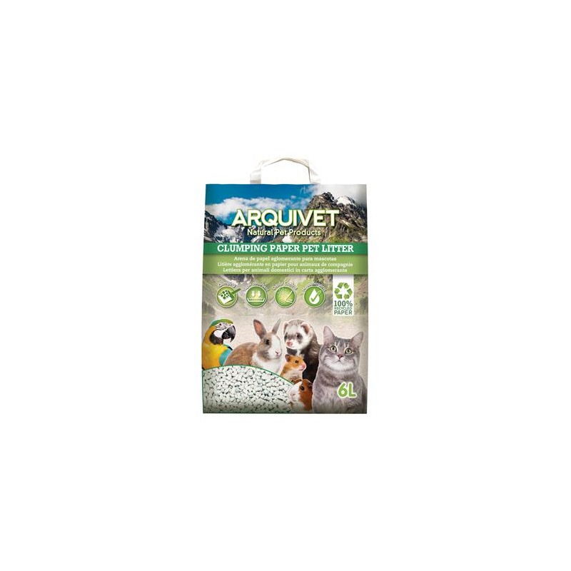 Arena aglomerante de papel para gatos