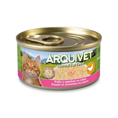 Pollo en salsa con Gambas - 80 g- Latas de comida húmeda para gatos