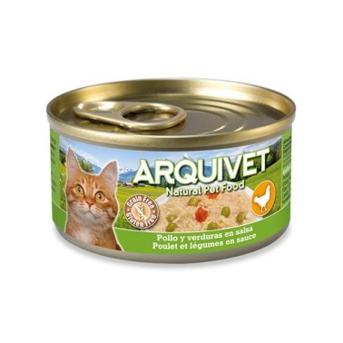 Pollo en salsa con Verduras - 80 g - Latas de comida húmeda para gatos