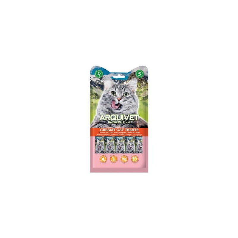 Creamy Cat Treats - Snack cremoso de Pollo y Cangrejo (bolsa 5 sobres de 14 g)