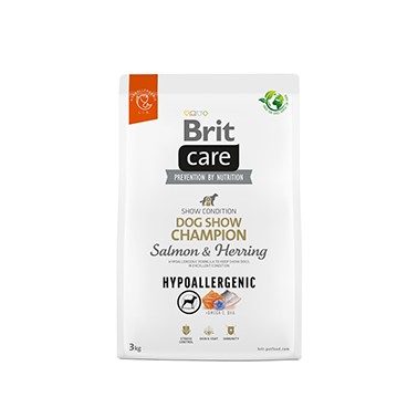 BRIT CARE PERRO ADULTO SHOW CHAMPION HYPOALLERGENIC CON SALMÓN Y ARENQUE 12Kg
