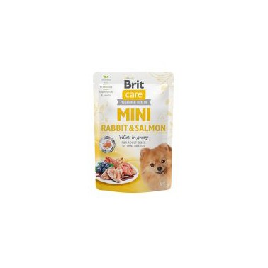 BRIT CARE MINI PERRO ADULTO CONEJO Y SALMÓN POUCH 85g