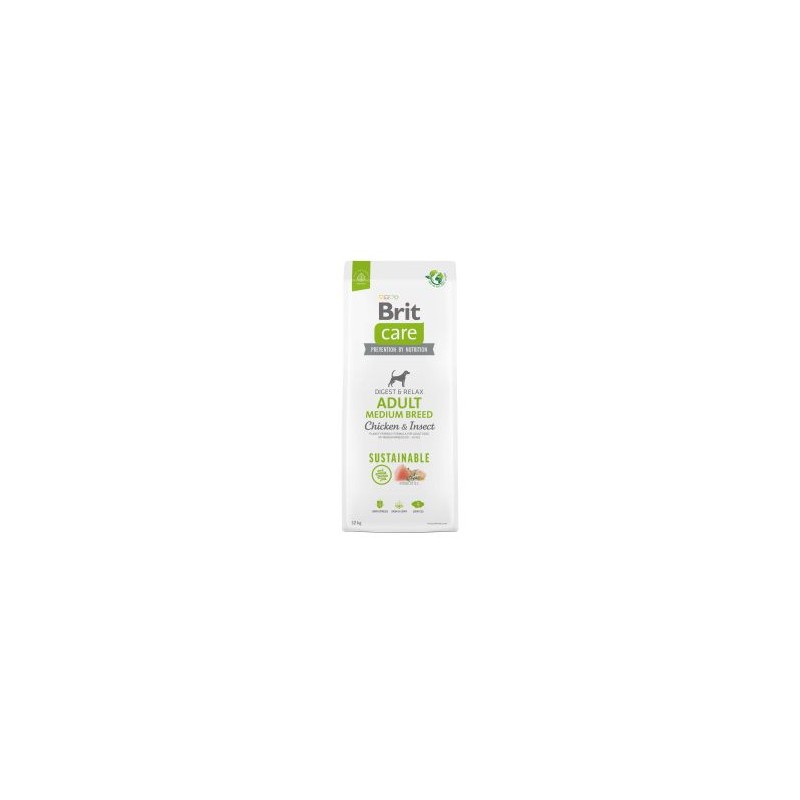 BRIT CARE SUSTAINABLE PERRO ADULTO PARA RAZAS MEDIANAS CON POLLO&INSECTO 12Kg
