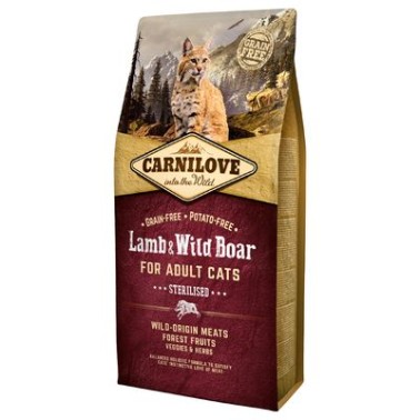 CARNILOVE FELINE ADULT STERILISED CORDERO JABALI 400gr