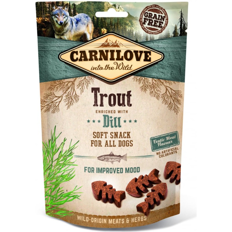 CARNILOVE CANINE SNACK SEMI HUMEDO TRUCHA ENELDO 200GR