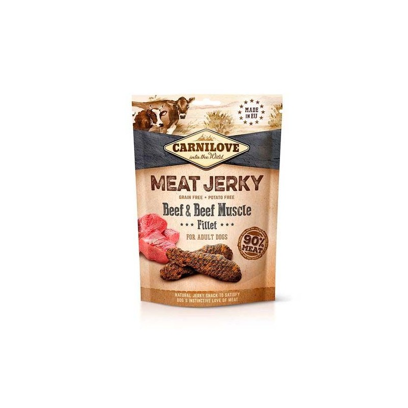 CARNILOVE JERKY TERNERA Y RES FILETES 100GR