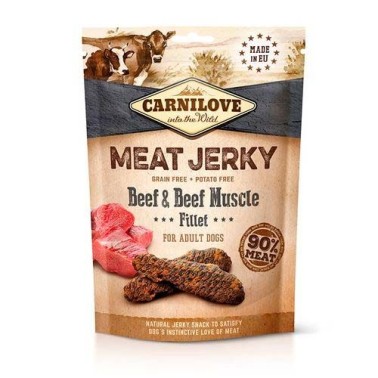 CARNILOVE JERKY TERNERA Y RES FILETES 100GR