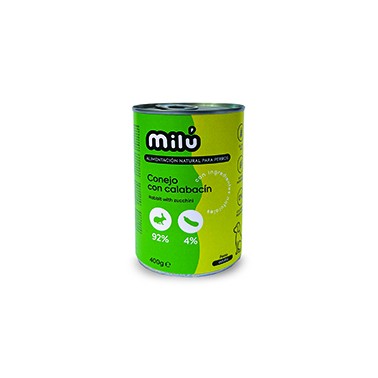 MILÚ PERRO LATAS CON CONEJO Y CALABACÍN 400gr