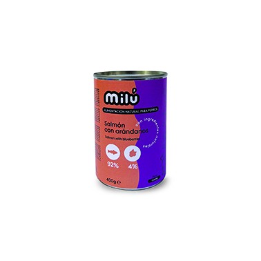 MILÚ PERRO LATAS CON SALMÓN Y ARÁNDANO 400gr