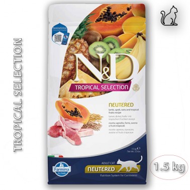 FARMINA ND CAT TROPICAL SELECTION NEUTERED CORDERO 10KG